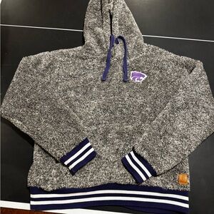 Pressbox Heathered Gray and Purple Hooded Sweater